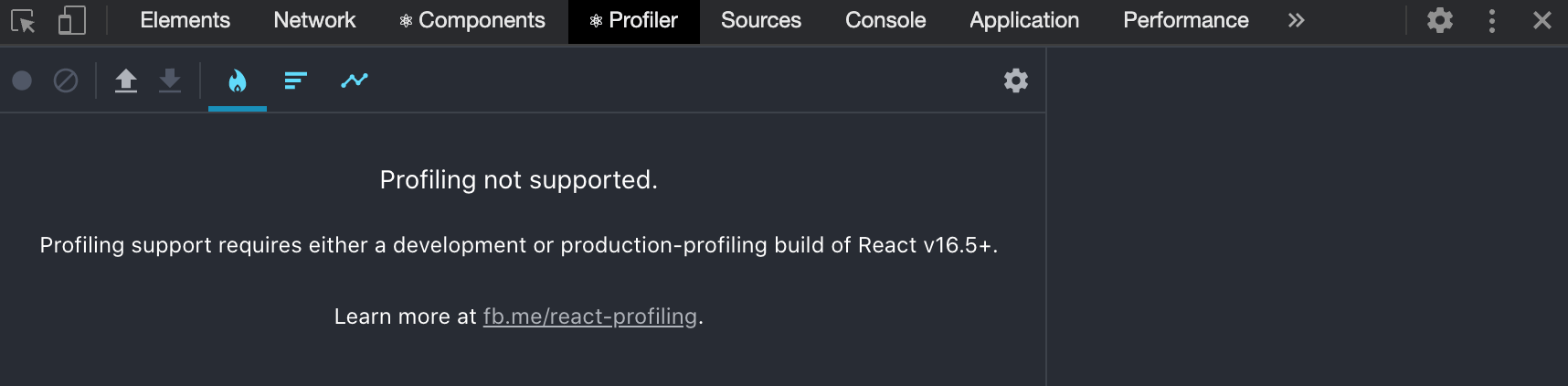 React DevTools with the message: Profiling not supported.